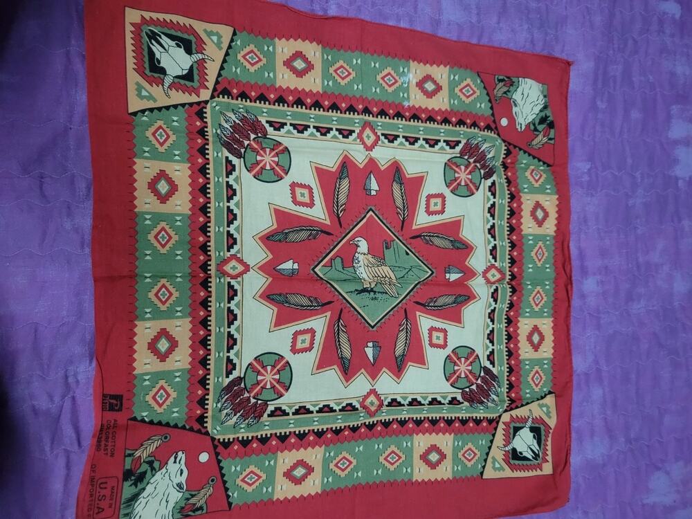 Red & Green Western Cotton Bandana MITUSA - Paris